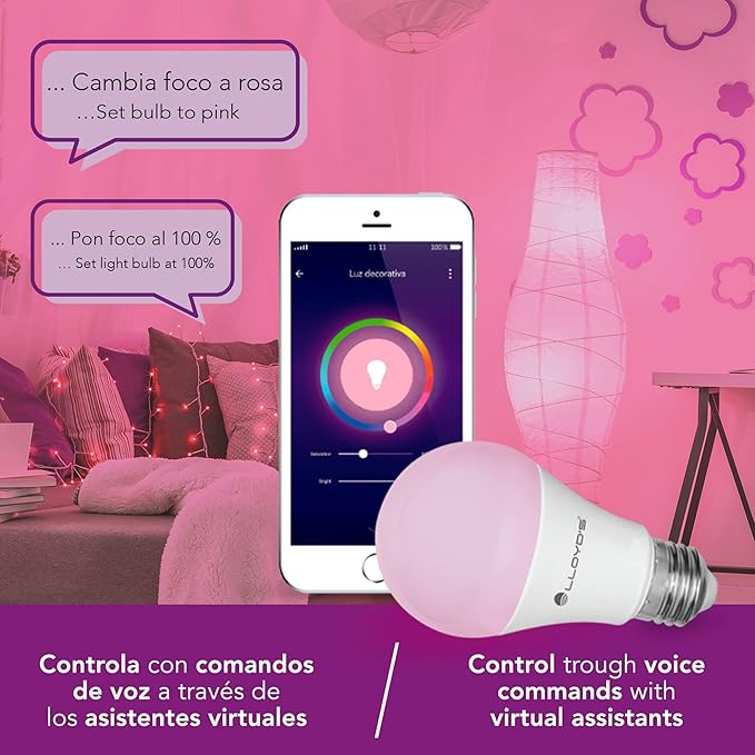 Foco Inteligente WiFi, Multicolor + Luz Blanca Fría y Cálida